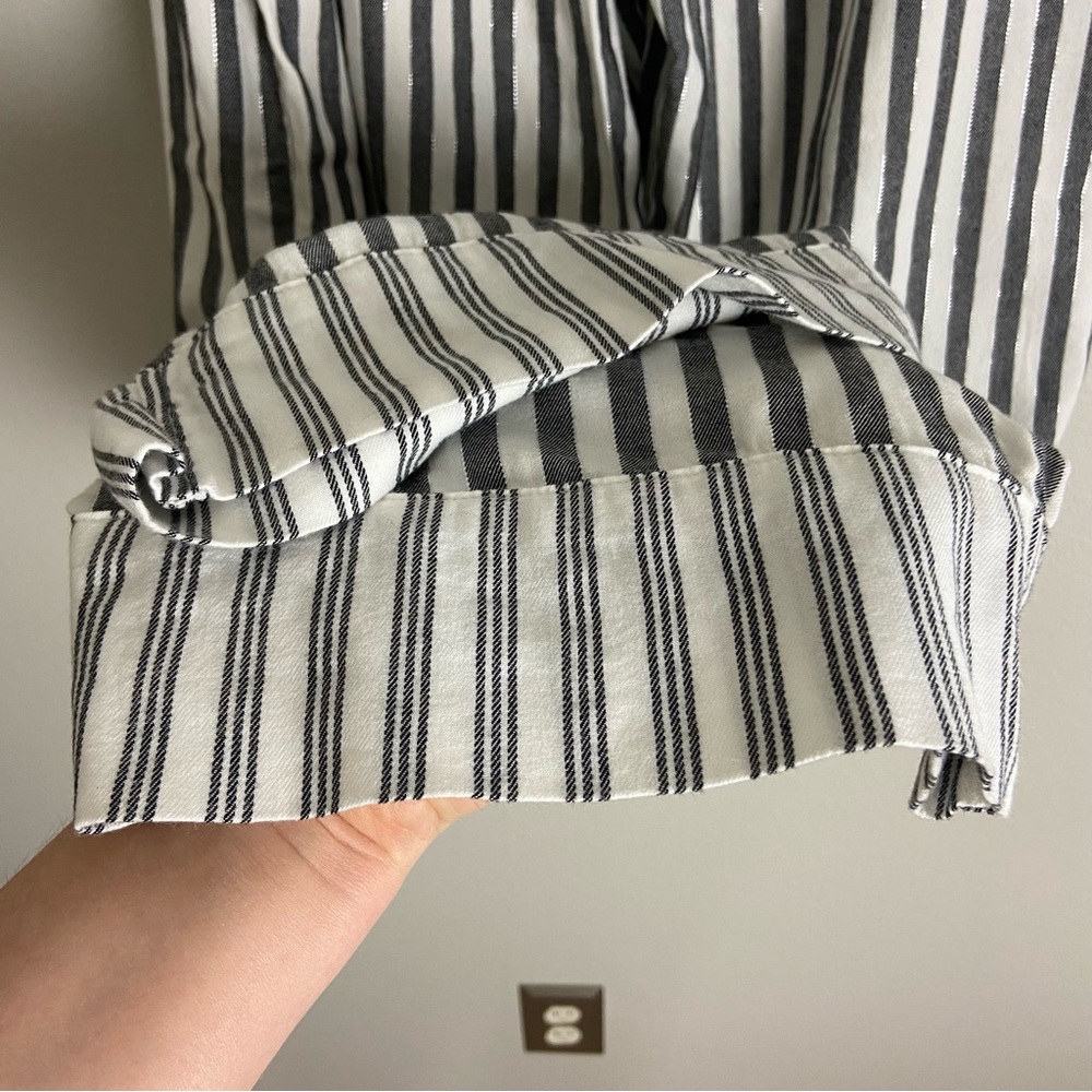 Victoria's Secret XL Gray + White Striped Metallic Flannel Pajamas 2-Piece Set - Picture 14 of 16